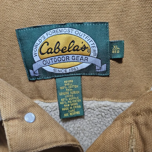 Vintage 90s Cabelas Sherpa Lined Vest Size XL Canvas Duck Canvas NUBUCK Trim WOW - Picture 2 of 14